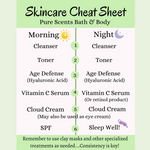 skincare cheat sheet by Pure Scents Bath and Body