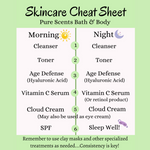 skincare cheat sheet by pure scents bath and body
