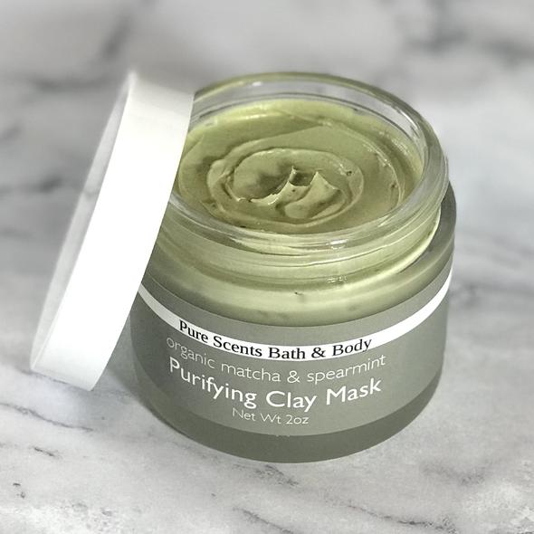 Matcha Green Tea and Spearmint Purifying creamy clay mask by Pure Scents Bath and Body