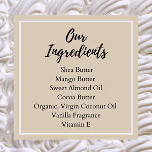 All natural ingredients list for vanilla whipped body butter